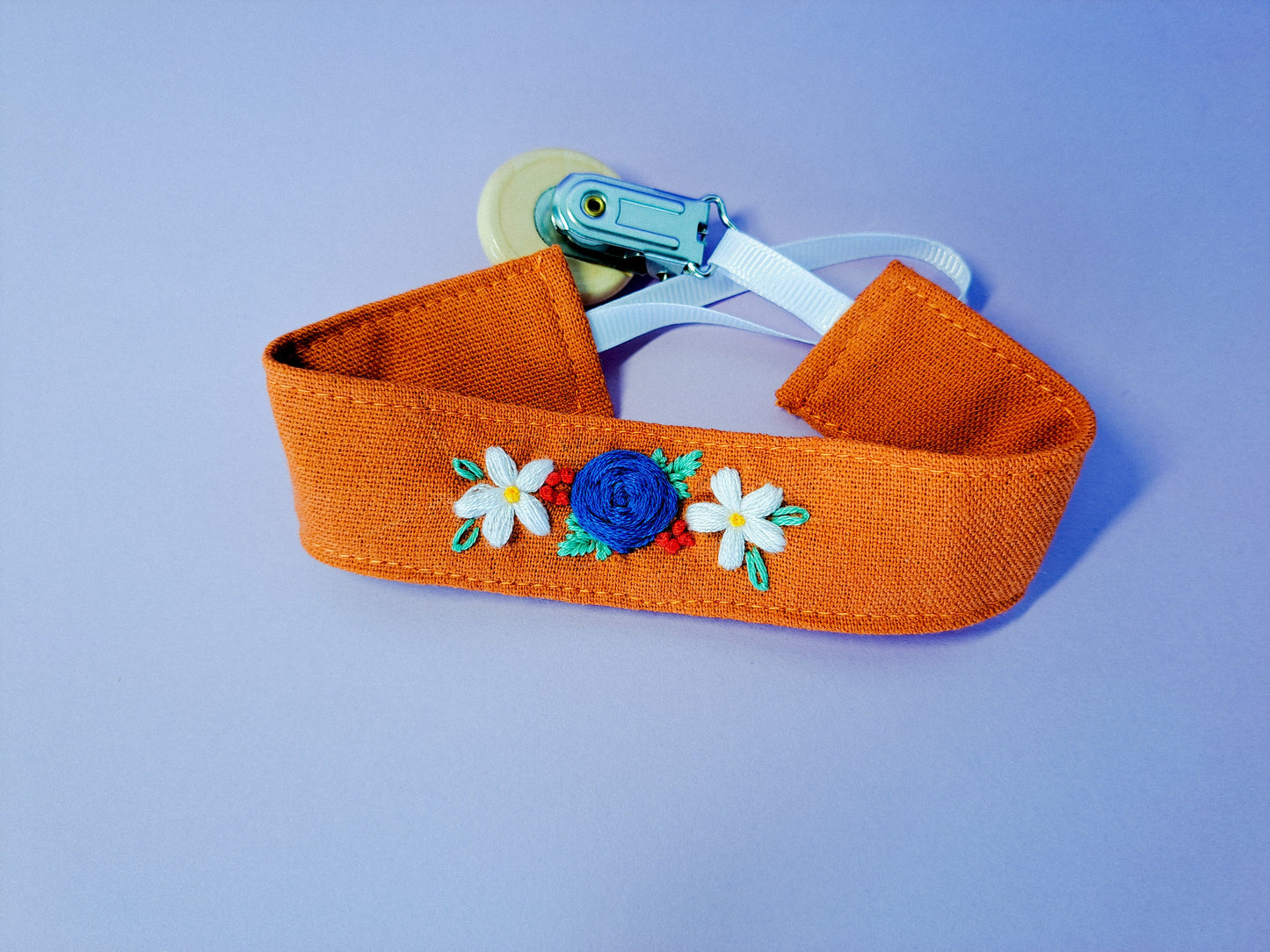 Pacifier clip for baby, embroidery fabric pacifier clip, baby shower gift, pacifier holder